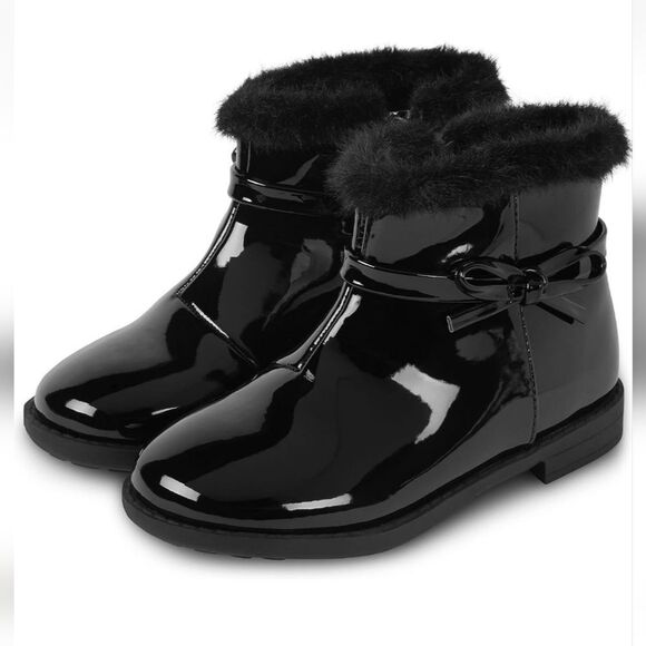 Gymboree girls Faux Leather Booties with Side Bow size 3 - Picture 1 of 5